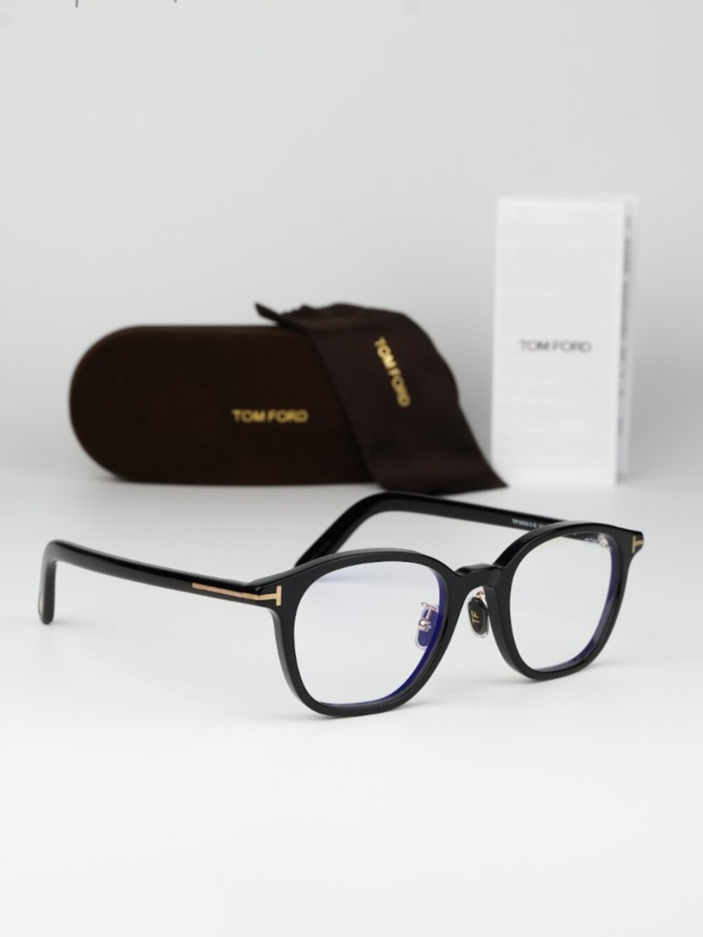 Tom Ford Women Eyeglasses Black Blue Block Square FT5858-D-B 001 NEW AUTHENTIC